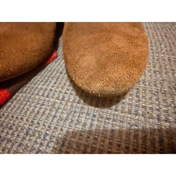 Lucky Brand Caramel Suede Chelsea Boots - Low Slip On Ankle Style - Picture 5 of 7